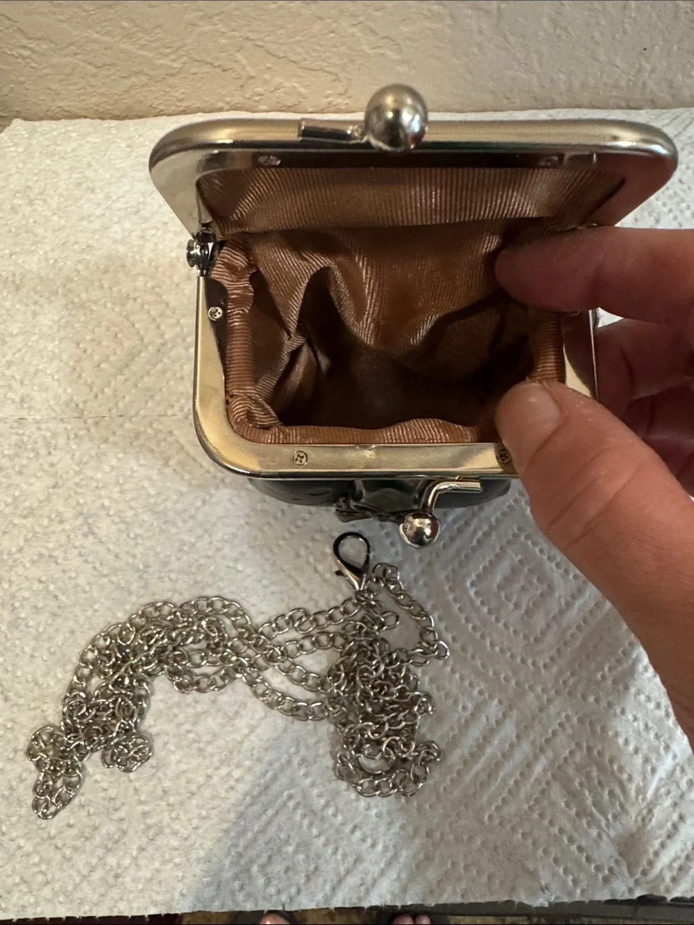 Black Skull Coin Purse with Silver Hardware
